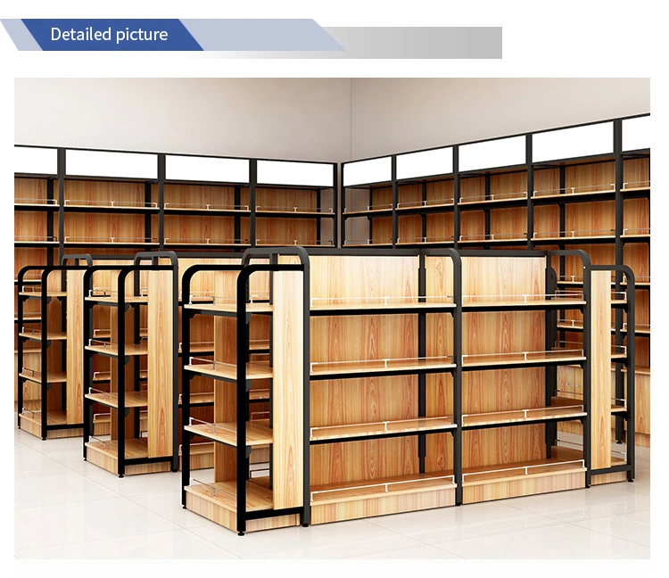 Dragonshelf Fashionable Wooden Supermarket Store Shelves Household Shop Shelf with Light Box